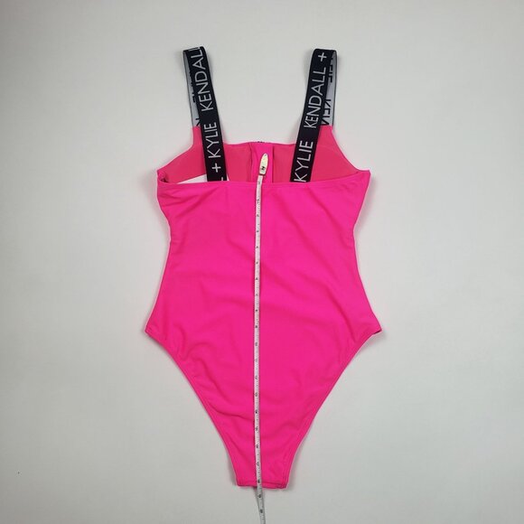 Kendall and Kylie One Piece Swimsuit Women's Medium Neon Pink & Black Call Out - Picture 8 of 16